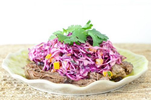 Red Cabbage Slaw & Shredded Beef