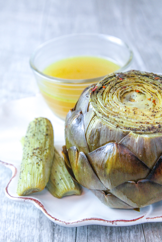 Oven Steamed Artichoke with Dipping Sauce