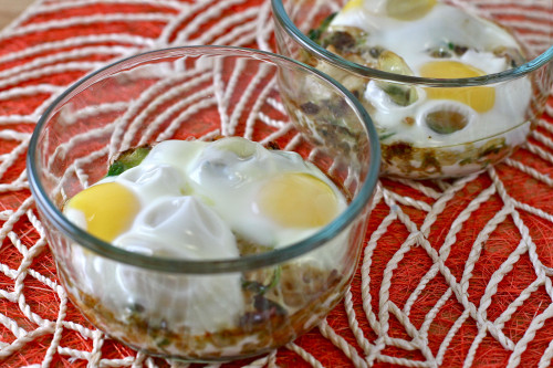 Brussels Sprout & Leek Baked Eggs