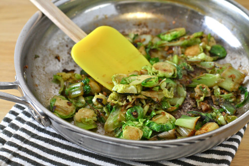 Sauteed Brussels Sprouts and Leeks