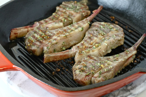 Lamp Chops Cast Iron Grill Pan