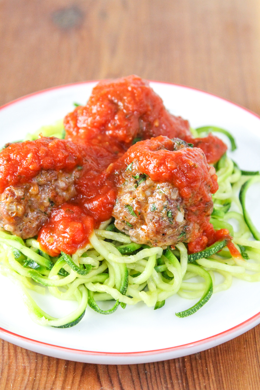 Italian Sausage Meatballs with Zoodles